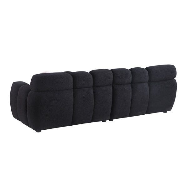 English Elm 87.4 Bouclé Marshmallow Sofa 3-Seater Compact Modern Curved Design for Apartments Cozy Durable Upholstery Black W1099S00099