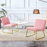 English Elm Modern Minimalist Pink Plush Fabric Single Person Sofa Chair With Golden Metal Legs. Suitable For Living Room, Bedroom, Club, Comfortable Cushioned Single Person Leisure Sofa