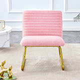 English Elm Modern Minimalist Pink Plush Fabric Single Person Sofa Chair With Golden Metal Legs. Suitable For Living Room, Bedroom, Club, Comfortable Cushioned Single Person Leisure Sofa