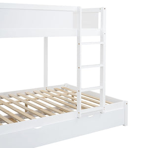 English Elm Full-over-full Bunk Bed with Trundle Desk Drawers and Built-in Power for Kids White LT000364AAK-1
