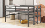 Hearth and Haven Wood Twin Size Loft Bed with Side Ladder, Antique Grey WF312787AAE