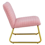 English Elm Modern Minimalist Pink Plush Fabric Single Person Sofa Chair With Golden Metal Legs. Suitable For Living Room, Bedroom, Club, Comfortable Cushioned Single Person Leisure Sofa