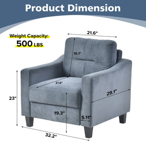 English Elm Couch Compact One-Seat Sectional Sofa In Soft Chenille - Perfect For Small Spaces & Modern Style W2121137238