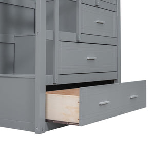 English Elm Twin Bunk Bed with Trundle Staircase Storage Drawers Solid Pine Kids Room LT000068AAE-1