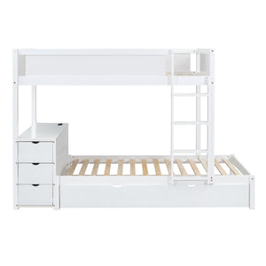 English Elm Twin-over-twin Bunk Bed with Trundle Built-in Desk Storage Drawers and Power Outlets White LT000363AAK