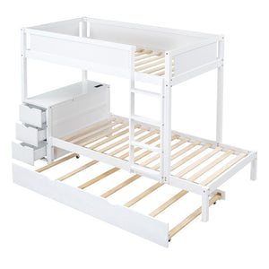 English Elm Twin-over-twin Bunk Bed with Trundle Built-in Desk Storage Drawers and Power Outlets White LT000363AAK-1
