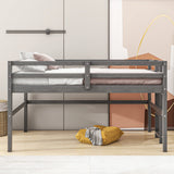 Hearth and Haven Wood Twin Size Loft Bed with Side Ladder, Antique Grey WF312787AAE