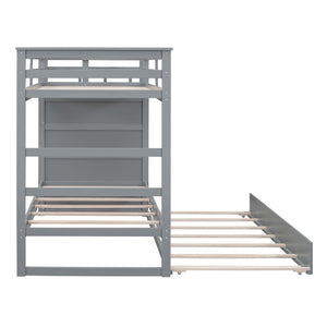 English Elm Twin Bunk Bed with Trundle Staircase Storage Drawers Solid Pine Kids Room LT000068AAE-1