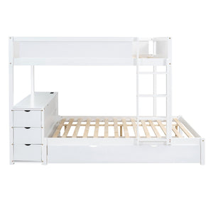 English Elm Full-over-full Bunk Bed with Trundle Desk Drawers and Built-in Power for Kids LT000364AAK