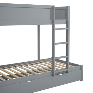 English Elm Twin-over-twin Bunk Bed with Trundle Built-in Desk Storage Drawers and Power Outlets Gray LT000363AAE-1