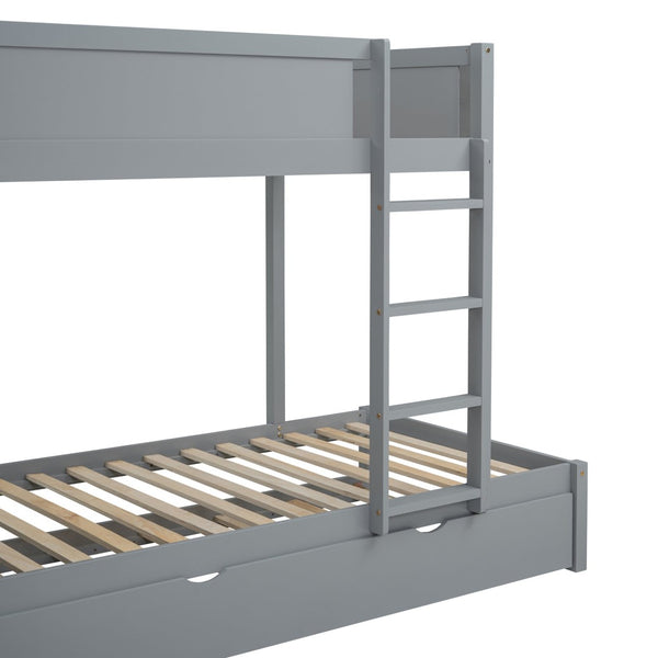English Elm Twin-over-twin Bunk Bed with Trundle Built-in Desk Storage Drawers and Power Outlets Gray LT000363AAE