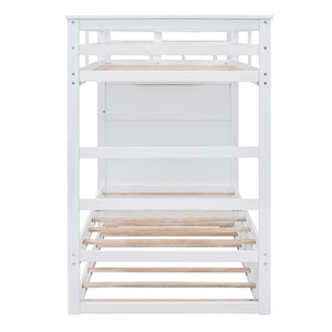 English Elm Twin Bunk Bed with Trundle Staircase Storage Drawers Solid Pine Kids Room LT000068AAK-1