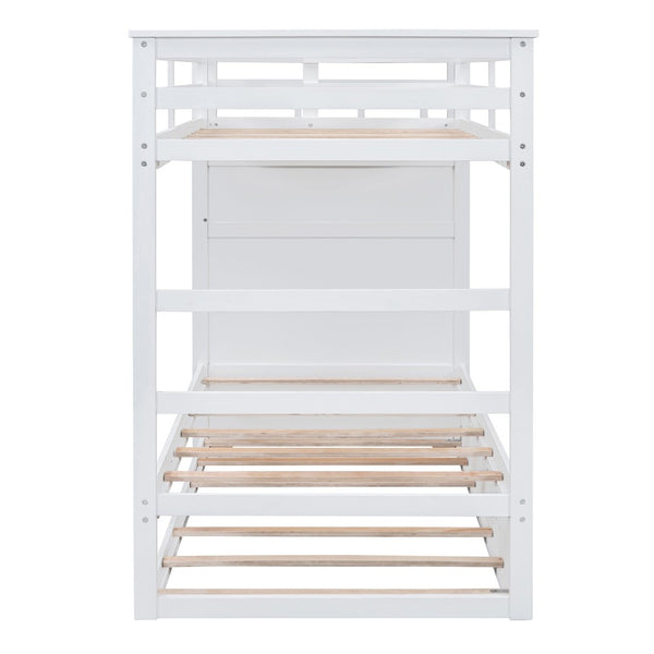 English Elm Twin Bunk Bed with Trundle Staircase Storage Drawers Solid Pine Kids Room LT000068AAK-1