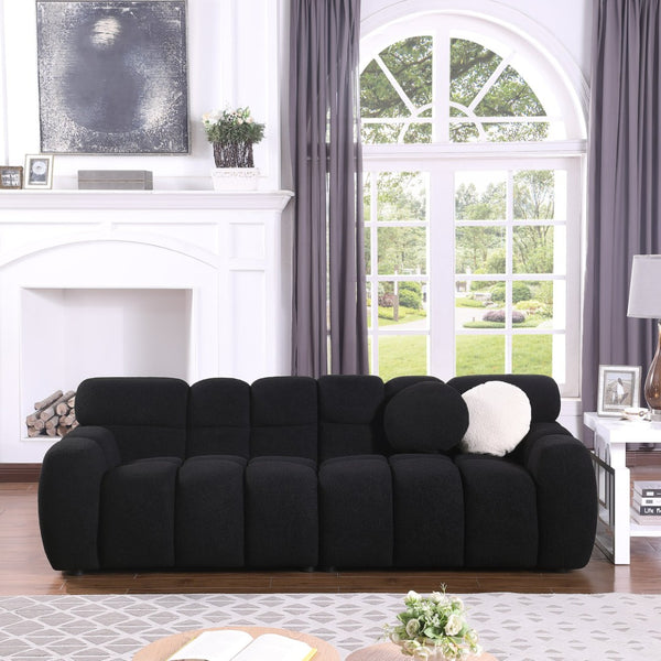 English Elm 102 Inch Linen Modular Sectional Sofa with Hidden Storage and Cloud Cushion Comfort W1099S00102