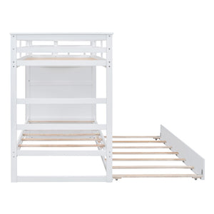 English Elm Twin Bunk Bed with Trundle Staircase Storage Drawers Solid Pine Kids Room LT000068AAK-1