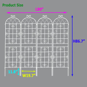 English Elm 4 Pack Tall Steel Garden Trellis Panels Powder Coated Rustproof Climbing Plant Support W1586134247