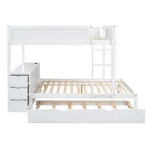 English Elm Full-over-full Bunk Bed with Trundle Desk Drawers and Built-in Power for Kids LT000364AAK