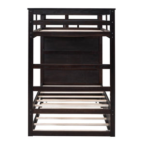 English Elm Twin Bunk Bed with Trundle Staircase Storage Drawers Solid Pine Kids Room LT000068AAP-1