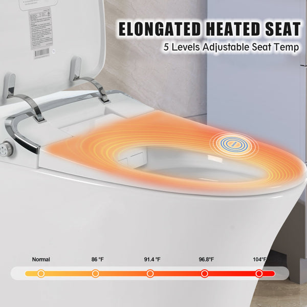 English Elm Luxury Smart Toilet Elongated Bidet with Remote, Heated Seat, Adjustable Wash/Dryer Temps, LED Night Light WF314235AAA