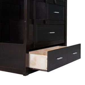 English Elm Twin Bunk Bed with Trundle Staircase Storage Drawers Solid Pine Kids Room LT000068AAP-1