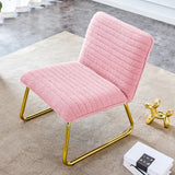 English Elm Modern Minimalist Pink Plush Fabric Single Person Sofa Chair With Golden Metal Legs. Suitable For Living Room, Bedroom, Club, Comfortable Cushioned Single Person Leisure Sofa