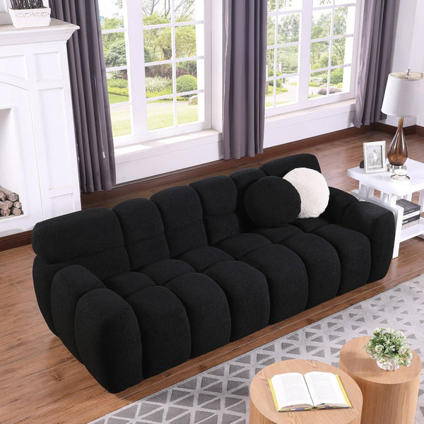 English Elm 102 Inch Linen Modular Sectional Sofa with Hidden Storage and Cloud Cushion Comfort W1099S00102