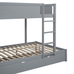 English Elm Full-over-full Bunk Bed with Trundle Desk Drawers and Built-in Power for Kids Gray LT000364AAE-1