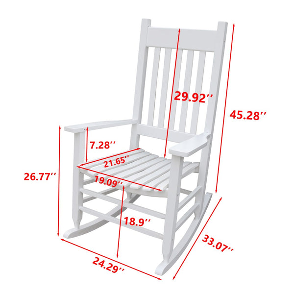 English Elm Wooden Solid Poplar Porch Rocking Chair Farmhouse Slatted Back Outdoor Rocker W49520603