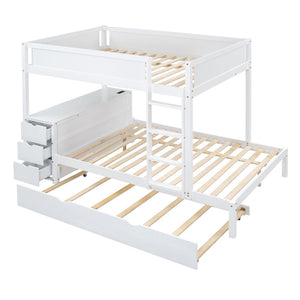 English Elm Full-over-full Bunk Bed with Trundle Desk Drawers and Built-in Power for Kids LT000364AAK