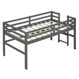 Hearth and Haven Wood Twin Size Loft Bed with Side Ladder, Antique Grey WF312787AAE