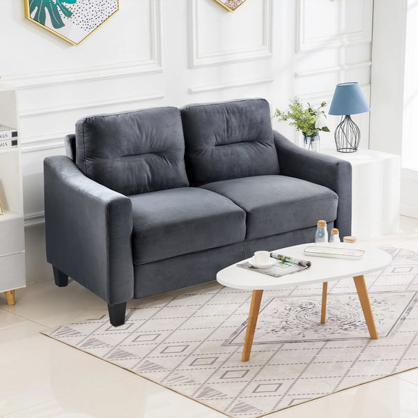 English Elm Couch Luxurious Velvet Loveseat For Small Spaces - Modern Mid-Century Style For Living Rooms & Offices W2121137533
