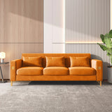 Hearth and Haven Velvet Sofa with Pillows and Gold Finish Metal Leg For Living Room W1311S00073