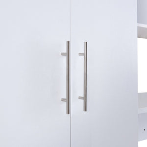 English Elm Twin Murphy Bed with Shelves Drawers Wardrobe & Fold-Down Desk White — Space-Saving Modern Guest Solution GX002022AAK