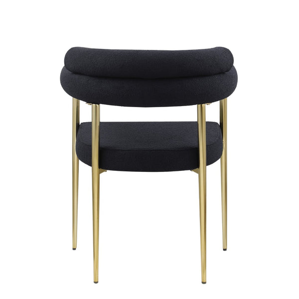 English Elm Woker Boucle Sherpa Dining Chairs Set of 2 Mid-century Curved Seat Black Metal Legs W1567139483