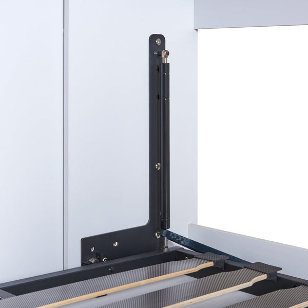 English Elm Twin Murphy Bed with Shelves Drawers Wardrobe & Fold-Down Desk White — Space-Saving Modern Guest Solution GX002022AAK