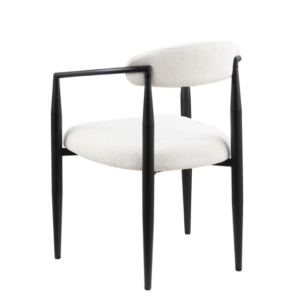 English Elm Woker Boucle Sherpa Dining Chair Set Mid Century Round Back Gold Leg Pair W1567140146