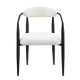 English Elm Woker Dining Chairs Set Of 2, Plush Upholstered Mid-century Modern Design With Cozy Black Legs White+Black Metal W1567140146-giga