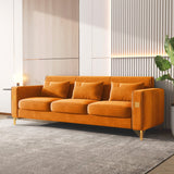 Hearth and Haven Velvet Sofa with Pillows and Gold Finish Metal Leg For Living Room W1311S00073