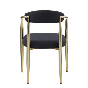 English Elm Woker Boucle Sherpa Dining Chair Set Mid Century Round Back Gold Leg Pair W1567140144