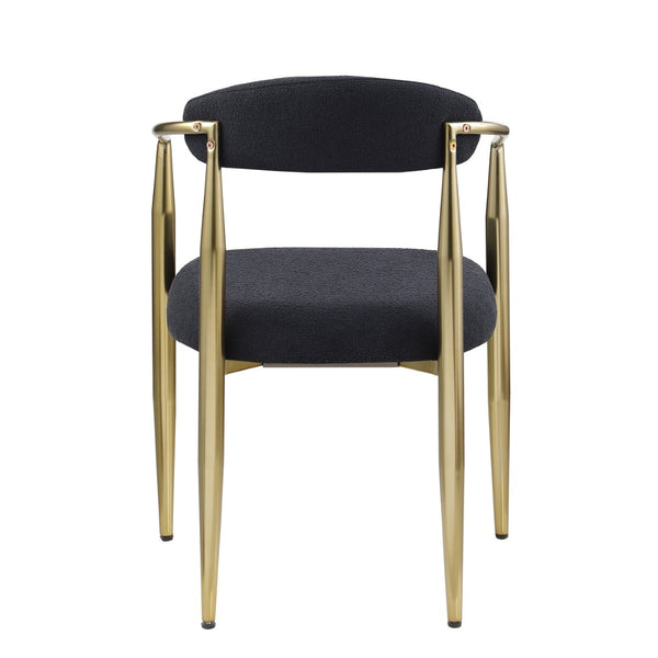 English Elm Woker Boucle Sherpa Dining Chair Set Mid Century Round Back Gold Leg Pair W1567140144