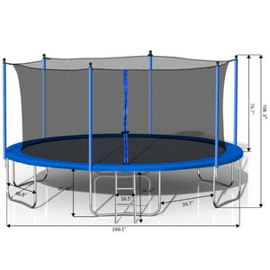 English Elm 14ft Backyard Trampoline Galvanized Steel Frame 360 Enclosure Net Ladder Included W28580537