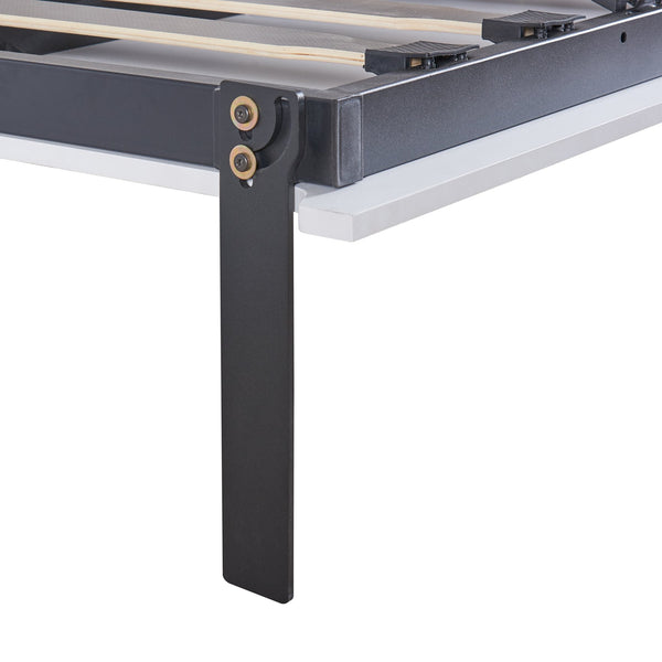 English Elm Twin Murphy Bed with Shelves Drawers Wardrobe & Fold-Down Desk White — Space-Saving Modern Guest Solution GX002022AAK