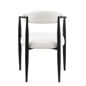 English Elm Woker Boucle Sherpa Dining Chair Set Mid Century Round Back Gold Leg Pair W1567140146