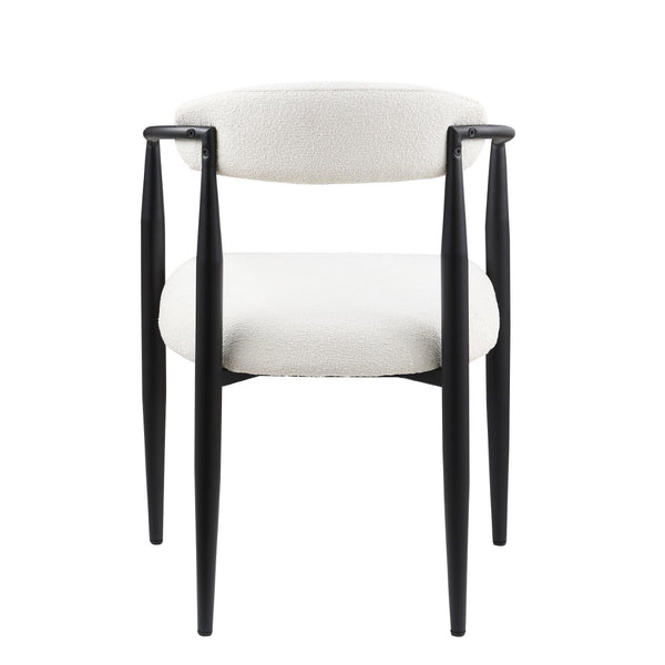 English Elm Woker Boucle Sherpa Dining Chair Set Mid Century Round Back Gold Leg Pair W1567140146