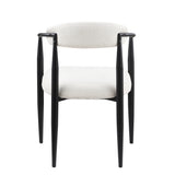 English Elm Woker Dining Chairs Set Of 2, Plush Upholstered Mid-century Modern Design With Cozy Black Legs White+Black Metal W1567140146-giga