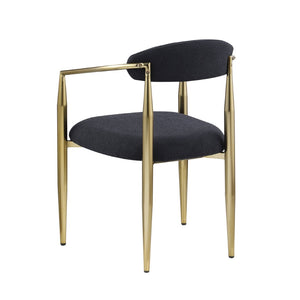 English Elm Woker Boucle Sherpa Dining Chair Set Mid Century Round Back Gold Leg Pair W1567140144