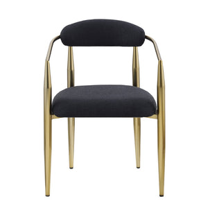 English Elm Woker Boucle Sherpa Dining Chair Set Mid Century Round Back Gold Leg Pair W1567140144