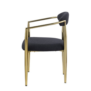 English Elm Woker Boucle Sherpa Dining Chair Set Mid Century Round Back Gold Leg Pair W1567140144