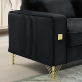 Hearth and Haven Velvet Sofa with Pillows and Gold Finish Metal Leg For Living Room W1311S00072
