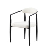 English Elm Woker Dining Chairs Set Of 2, Plush Upholstered Mid-century Modern Design With Cozy Black Legs White+Black Metal W1567140146-giga